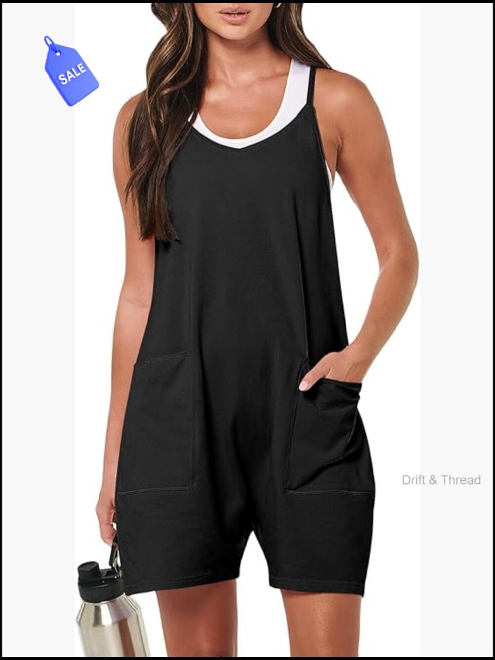 Loose Fit Sleeveless Romper, Spaghetti Strap Jumpsuit for Summer Casual Wear
